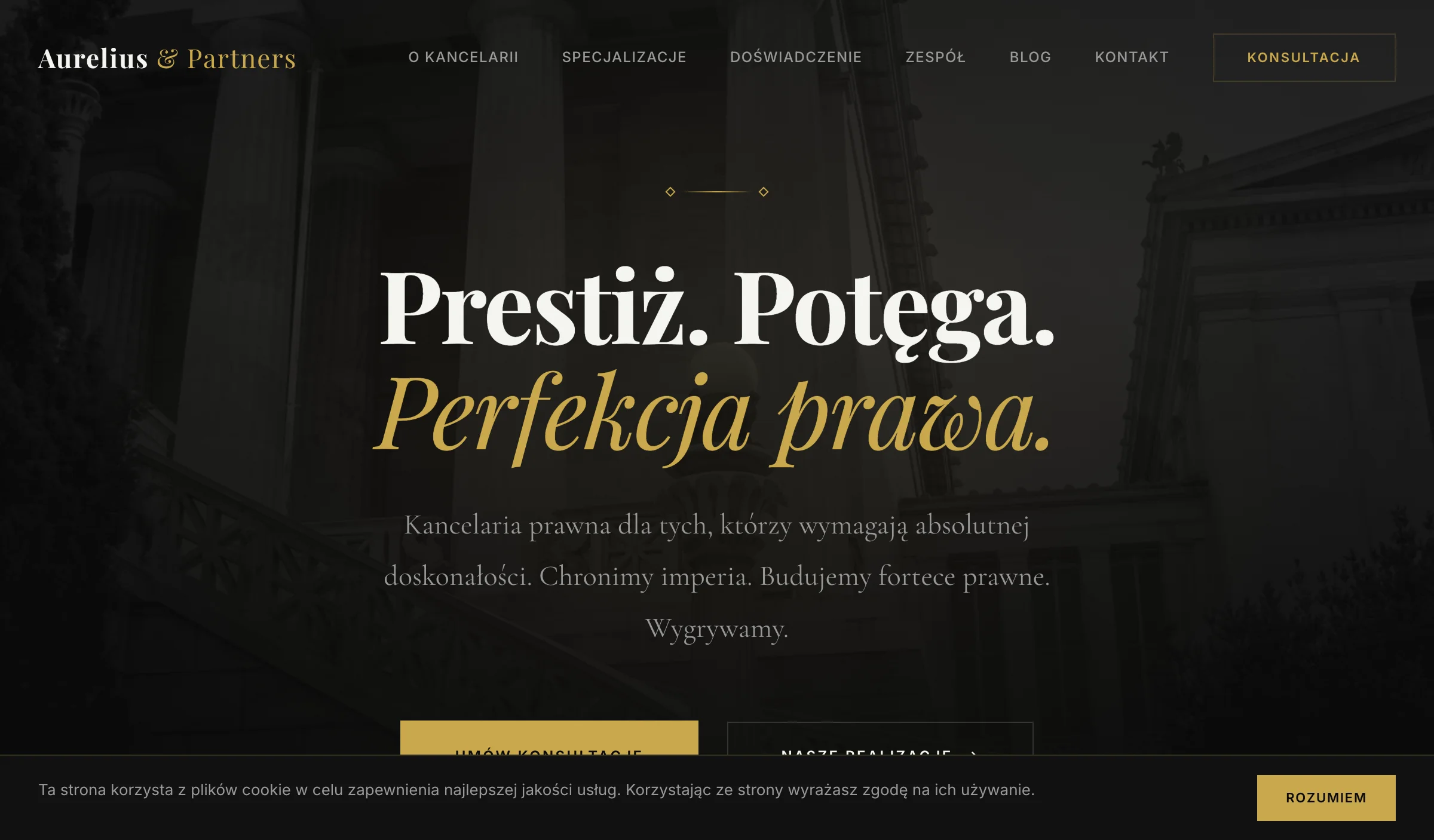 Strona kancelarii prawnej, styl Black and Gold